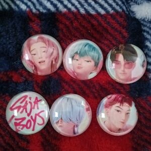 Set of 6 glass magnets featuring Kpop Demon hunter SAJA BOYS